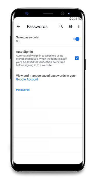 Saving your password / Signing in automatically